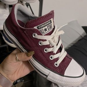 Burgundy low cut converses